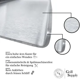 babossa Plancha 30 x 45 cm Edelstahl Silber/Weiß