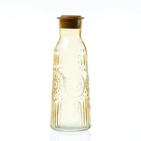 MARELIDA Glaskaraffe Vintage Boho Blumenmuster Tee Saft Wasser Kanne