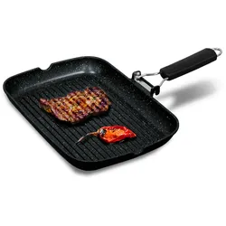 Briebe GP1160 Grillpfanne Induktion Antihaft-Titan Steakpfanne 34x24cm Gussaluminium ohne PFOA, Schwarz