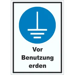 Vor Benutzung erden Aufkleber A8 (52x74mm)