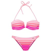 VENICE BEACH Bandeau-Bikini Damen pink-gestreift Gr.34 Cup C/D