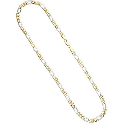 Goldkette JOBO "Figarokette", gold (gelbgold 333), Halsketten, Damen, Gelbgold 333-Weißgold 333, L: 45cm, Gelbgold 333, Weißgold 333, 333 Gold bicolor 45 cm