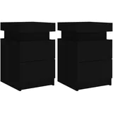 vidaXL Nachttische mit LED-Leuchten 2 Stk Schwarz 35x39x55 cm