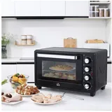 Homcom Mini Backofen 32L 100 °c-230 °c 1600 W Mini Ofen mit Backblech Krümelblech Grillrost und 3 Kochmodi Pizzaofen mit Timer Backblech-griff Edelstahl Schwarz