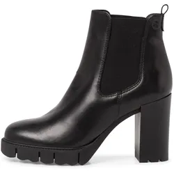 Stiefelette TAMARIS, Damen, Gr. 38, schwarz, Leder, Elastischer Einsatz, unifarben, elegant, Schuhe, in abgerundeter Form