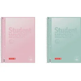Brunnen Collegeblöcke Student Pastell Lineatur 27 liniert DIN A4 Innen- und Außenrand, 5 Blöcke