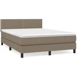 vidaXL Boxspringbett mit Matratze Taupe 140x200 cm Stoff1400053