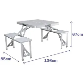 marbueno summer 10439 Folding With 2 Benches Set Tisch - Grey - 136 x 85 x 67 cm