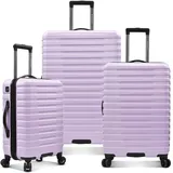 U.S. Traveler Boren Hartschalenkoffer aus Polycarbonat, robust, mit 8 Spinnrollen, Aluminiumgriff, Lavendel, 3-Piece Set, USB Port in Carry-On, Boren Hartschalenkoffer aus Polycarbonat, robust, mit 8