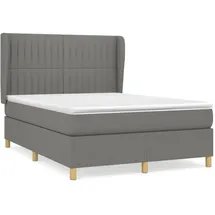 vidaXL Boxspringbett mit Matratze Dunkelgrau 140x200 cm Stoff