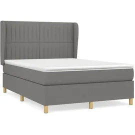 vidaXL Boxspringbett mit Matratze Dunkelgrau 140x200 cm Stoff