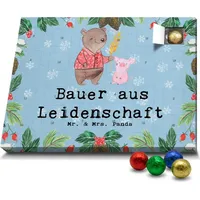 Mr. & Mrs. Panda Schoko Adventskalender Bauer Leidenschaft - Blau Pastell - Geschenk, Agronom, Ausbildung, Landwirt; Bauer, Kollege, Tiere, Beruf, ... - Blau