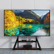 Wisfor TV Ständer Höhenverstellbar, TV Standfuss Universal Fernsehstand mit AV-Ablagen für 40"–75", VESA 600x400mm, bis Max 80kg - Schwarz