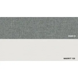 Eko Ecksofa Miami mit schlaffunktion und bettkasten, Hellgrau + Weiß Kunstleder -EKO, Links Ottomane