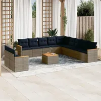 vidaXL Gartensofa-Set 12-tlg. grau