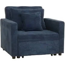MCW Schlafsessel MCW-L90 Cord 200 x 100 x 70 cm Blau mit Schlaffunktion