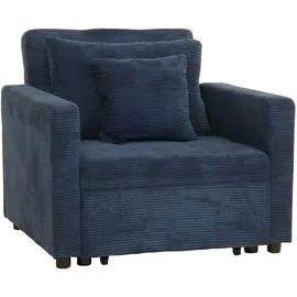 MCW Schlafsessel MCW-L90 Cord 200 x 100 x 70 cm Blau mit Schlaffunktion
