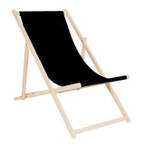 Systafex Premium Relaxliege Liegestuhl Strandstuhl Gartenliege Sonnenliege klappbar (schwarz)