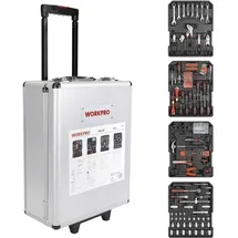 WorkPro Trolley-Koffer bestückt 1050-teilig grau 37 x 20 x 51 cm