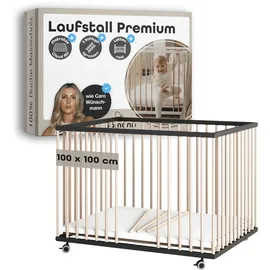 Sämann Laufgitter Matratze Cloud Air, Sprossen Lattenrost schwarz/natur Premium | Gr.: 100x100 cm