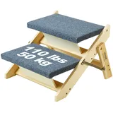 Vevor Holz-haustiertreppe/haustierstufen, 2-in-1 Faltbare Hundetreppe aus Holz für Betten, Sofas und Autos, Hundetreppe und Rampe mit 2 Stufen für kleine, mittelgroße und große Haustiere, bis zu 50 kg