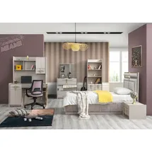JV Möbel Kinderzimmer Set Luxus Kinderbett, Nachttisch, Kommode, Buecherregal, Schreibtisch),