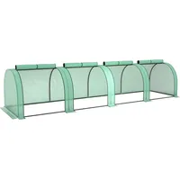 Outsunny Gewächshaus mit PE-Gitterfolie Aufrollbar Seitenwände, UV-beständig winterfest Foliengewächshaus aus Stahl, Tomatenhaus ca.400 x 100 x 80 cm, Treibhaus für Tomaten Gemüse Pflanzen Grün   Aosom