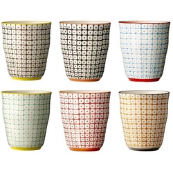 Bloomingville Becher Carla Cup, Red, Stoneware, 6er Set, aus Keramik, 200 ml, Becherset, Trinkbecher, Kaffeebecher, dänisches Design