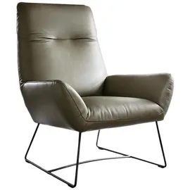 KAWOLA Sessel BISA Leder 75 x 75 x 75 cm olivgrün
