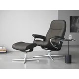 Stressless Stressless® Relaxsessel »Consul«, mit Cross Base, Größe S, M & L, Holzakzent Schwarz grau