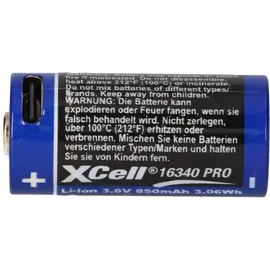 XCell CR123A 16340 Pro Li-Ion Akku 3,6V 850mAh mit USB-C