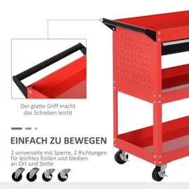 Homcom Werkstatt-Rollwagen, Werkzeugwagen 3 Stufig Transportwagen mit Schublade