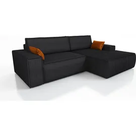 mebloland Ecksofa TOR mit Schlaffunktion. Farbe: Black. - Schwarz