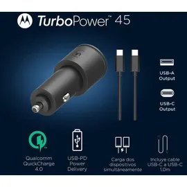 Motorola TurboPower 45W Autolader USB-A/USB-C SJV102-EU, - Weiß