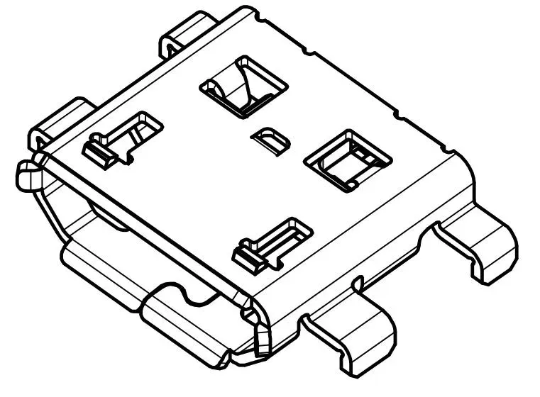 Micro USB Typ B Buchse, SMD, THT Montage, 4 Ableiter