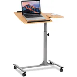 Costway - Laptoptisch Notebooktisch Pflegetisch Rolltisch Betttisch Sofatisch, Auf Rollen, Hoehenverstellbar Und Neigungsverstellbar, 95x64x45cm