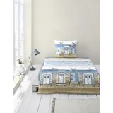 BIERBAUM Bettwäsche 4083 Strandhaus Maritim Blau 135 x 200 cm + 80 x 80 cm