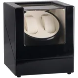 Uhrenbeweger für 2 Automatikuhren Uhrendreher Watch Winder Uhrenbox Holz Vitrine (Schwarz)