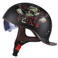 ACLFF Retro Helm Jethelm mit Sonnenblende Schwalbenschwanz-Design Chopper Helm Roller Helm, mit Einstellbar Schnellverschluss-Gurt, für Cruiser Chopper Biker Moped DOT/ECE-Zulassung