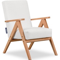 Konsimo Cocktailsessel NASET Sessel, Rahmen aus lackiertem Holz, profilierte Rückenlehne weiß