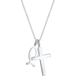 Elli Panzerkette Kreuz Fisch Symbol Religion 925er Silber 45 Damen 