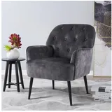LuxusKollektion Cocktailsessel Sessel Cocktailsessel Lesesessel Samt Armlehnen Dreh Polster Grau grau