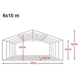 TOOLPORT Partyzelt 6 x 10 m inkl. Seitenteile weiß 7304