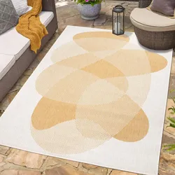 Outdoorteppich CARPET CITY "DUO RUG 5835", gelb, B:200cm H:5mm L:290cm, Obermaterial: 100% Polypropylen, Teppiche, Wendeteppich Wetterfest In- & Outdoor, Balkon, Terrasse, Wohnzimmer