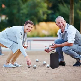 Relaxdays Boule Kugeln, im Set schwarz/silber