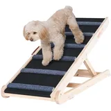 VEVOR Hunderampe 1m lang Hundetreppe mit 6 Querstangen Hundeautorampe aus Kiefernholz Gummi Hundeeinstiegshilfe 6-stufige Höheneinstellungen Tierrampe ca. 113kg Tragfähigkeit für große kleine Hunde