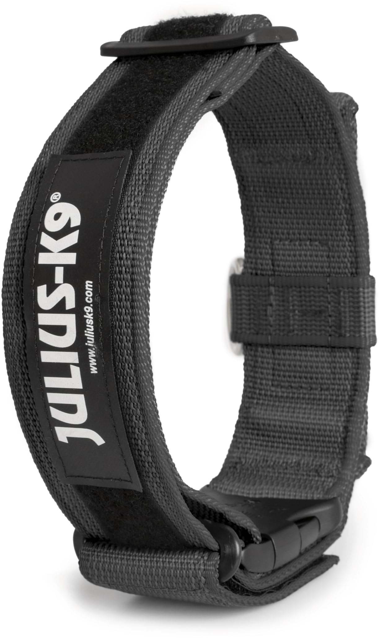 JULIUS K-9, 200HA-K-2015 Color und Gray series-K9-Halsband mit Haltegriff, Sicherheitsverschluss und Logo und Sicherheitsverschluss, 50 mm x 49-70 cm, verstellbar, schwarz-grau