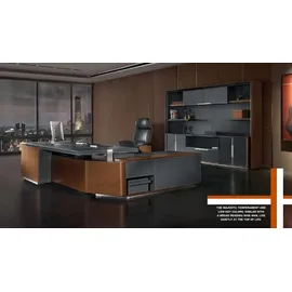 aea Schreibtisch Set Büro Garnitur tisch Chef Sessel Schrank Einrichtung Neu 3tlg. - Braun