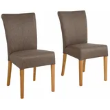 Home affaire 4-Fußstuhl Queen Polsterstuhl (Set, 2 St), verschiedene Bezüge, Gestell Massivholz braun