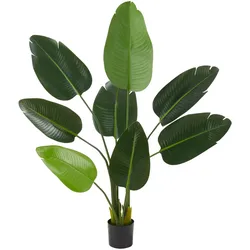 tectake® Künstlicher Paradiesvogelbaum, verschiedene Größen, mit großen, umweltfreundlichen PEVA-Blättern, stabiler Kunststoff-Blumentopf